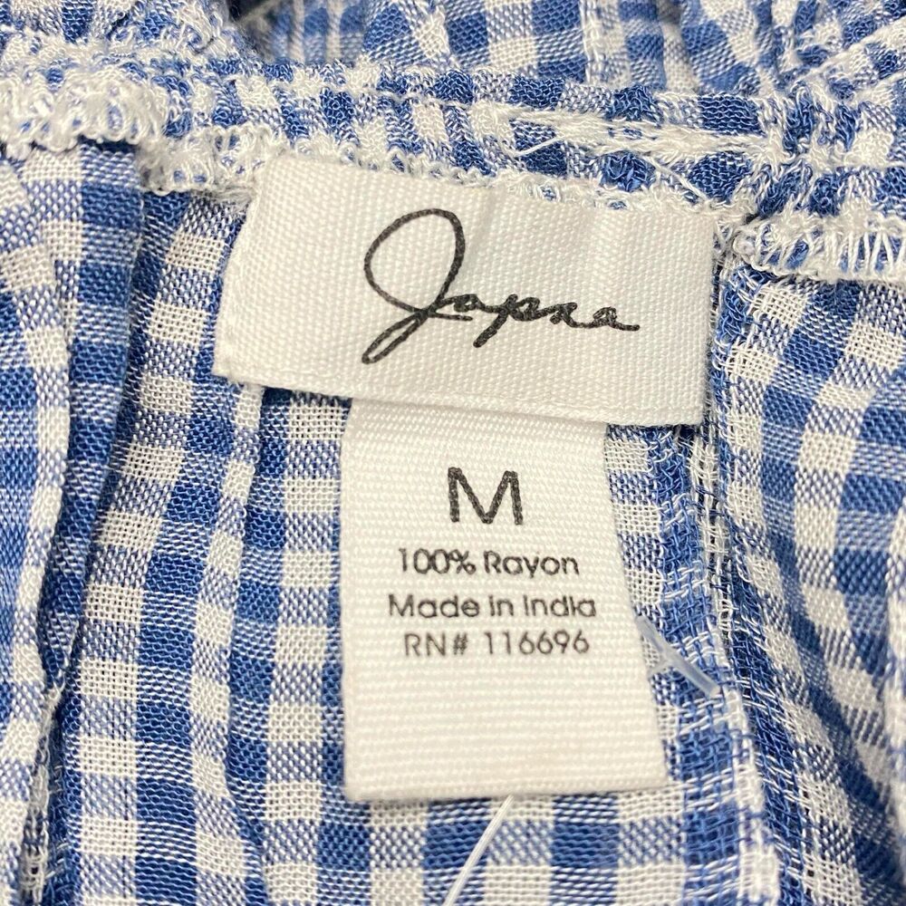 Japna Women's Smocked Ruffle Picnic Plaid Cami Crop Top Blue Size M Y2K Tank - Picture 5 of 5